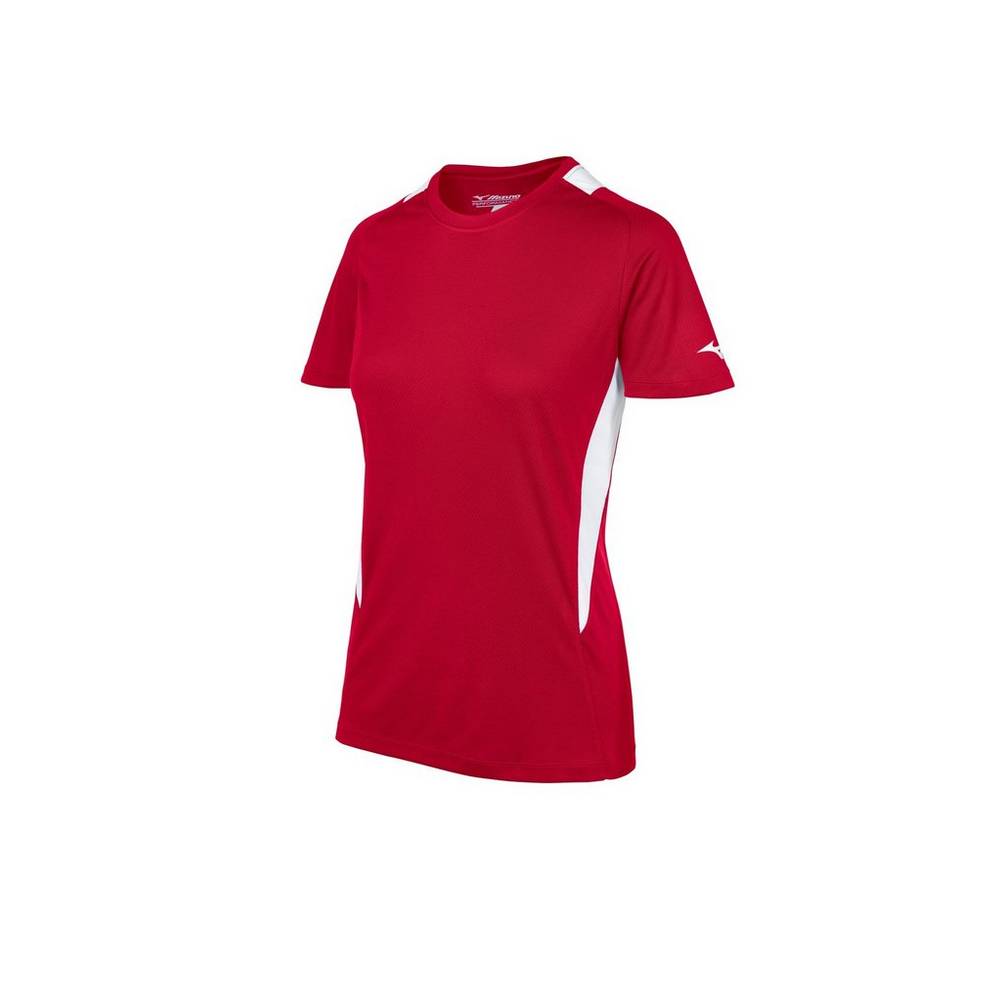 Maglia Mizuno Softball Crew Neck Donna - Rosse/Bianche - 82615-EUSW